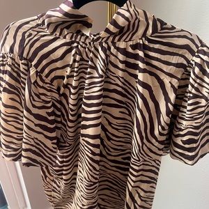 Zebra Top with Bow Tie in Back, Brand New